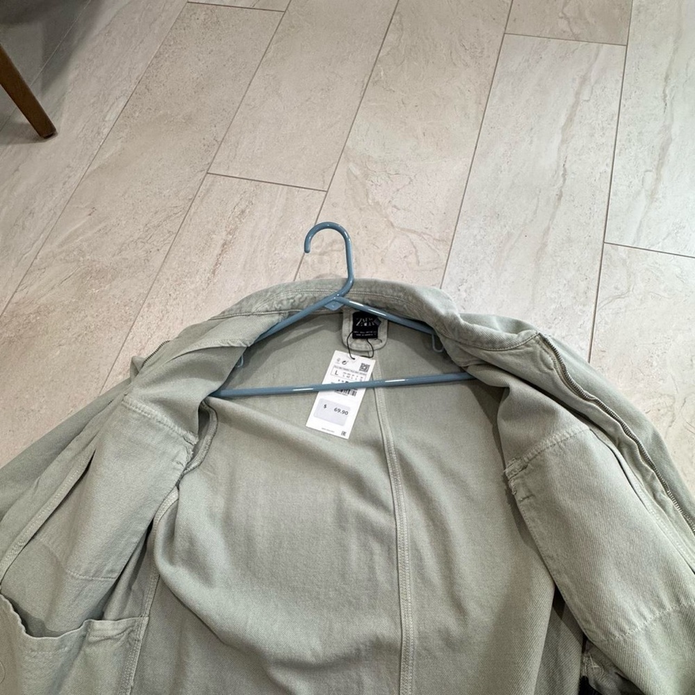 Zara Olive Green Lightweight Shirt Jacket - Picture 3 of 3